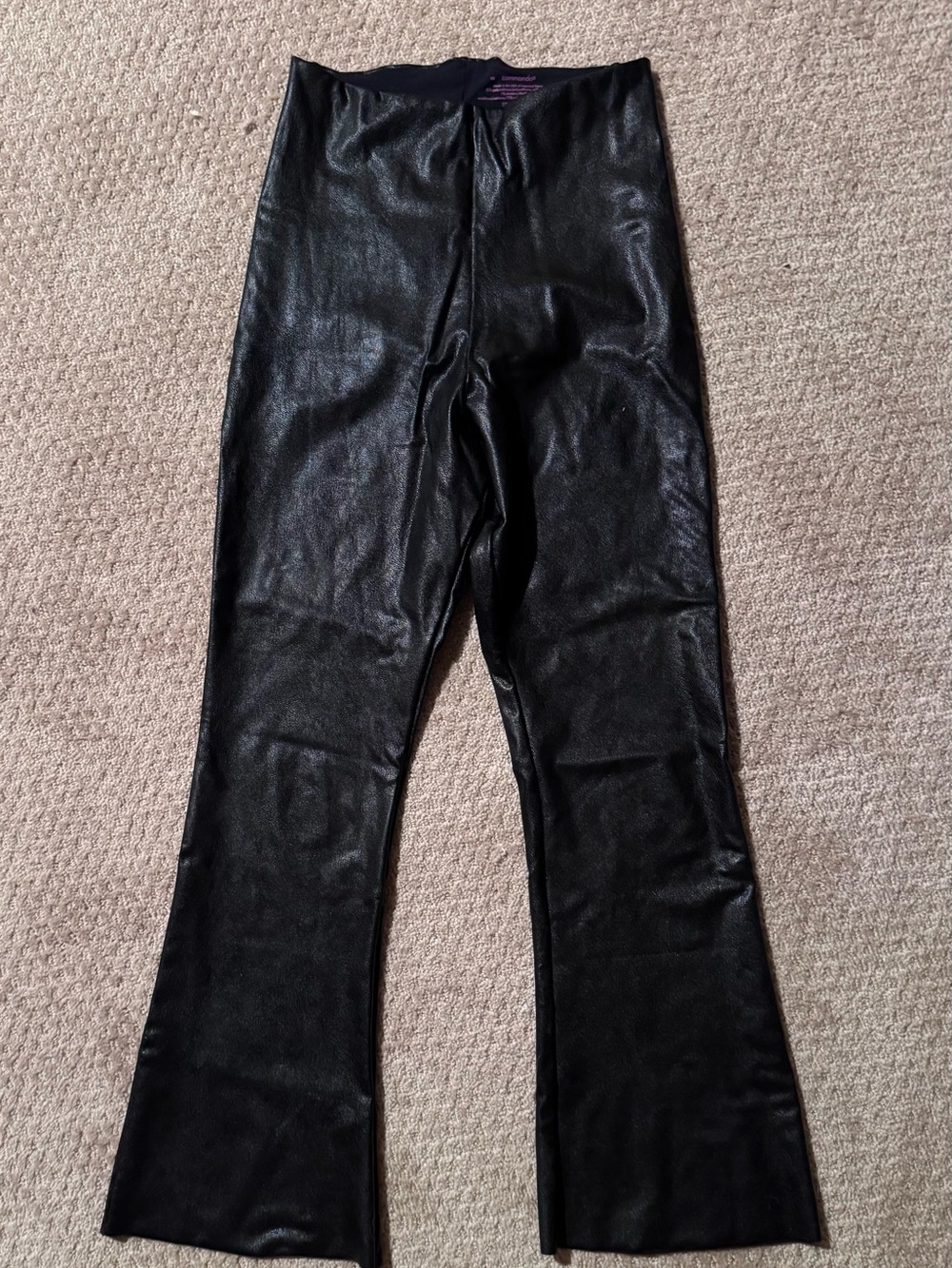 Commando Black leather flare cropped pants